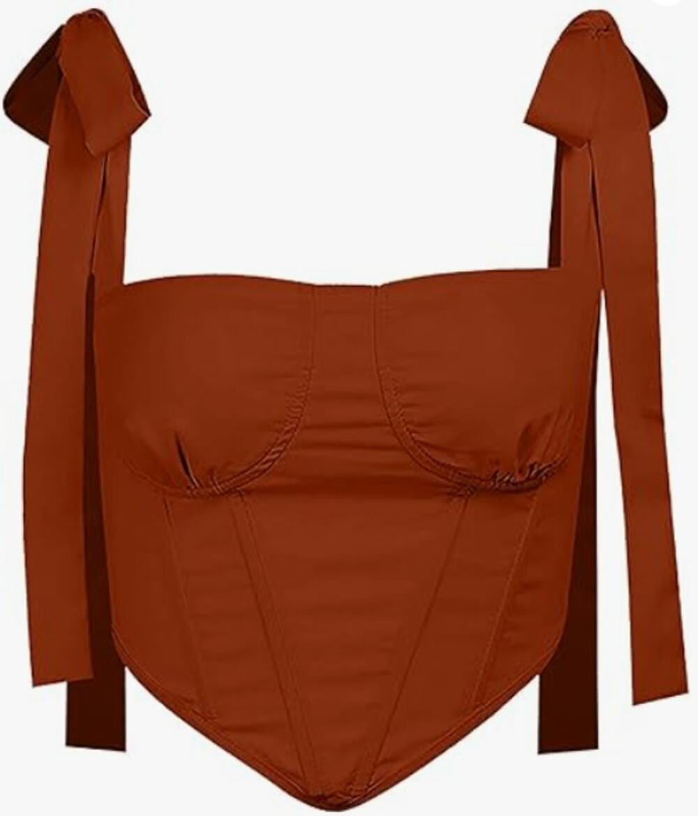 Avanova brick red brown boned bralette crop top tie straps small NWT